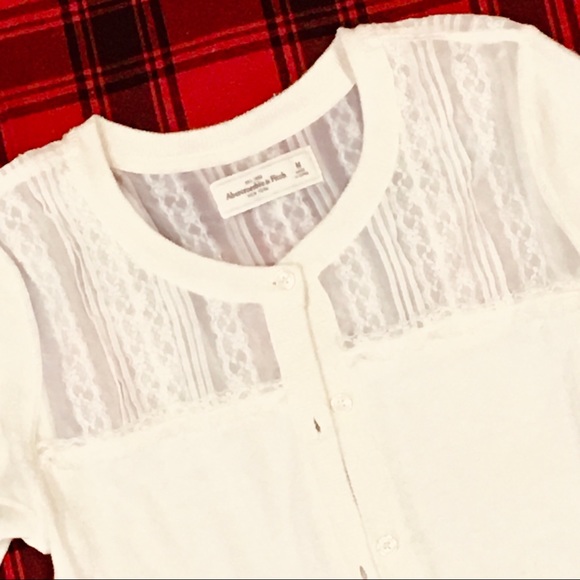 Abercrombie Fitch cream creme ivory sweater lace moose logo - Picture 1 of 10